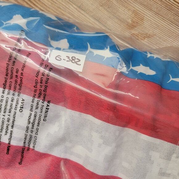 Pelagic Sharkskin Men’s 40 Red Blue American Camo Board Shorts Fish Print - Picture 15 of 15